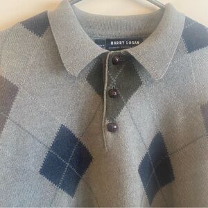 Mens Ashworth Harry Logan XL Argyle Sweater Wool Angora Blend Made in Sc…